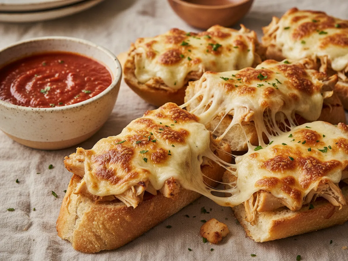 Cheesy chicken garlic bread